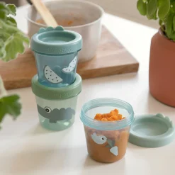 Baby food container 3-pack - Croco - Green