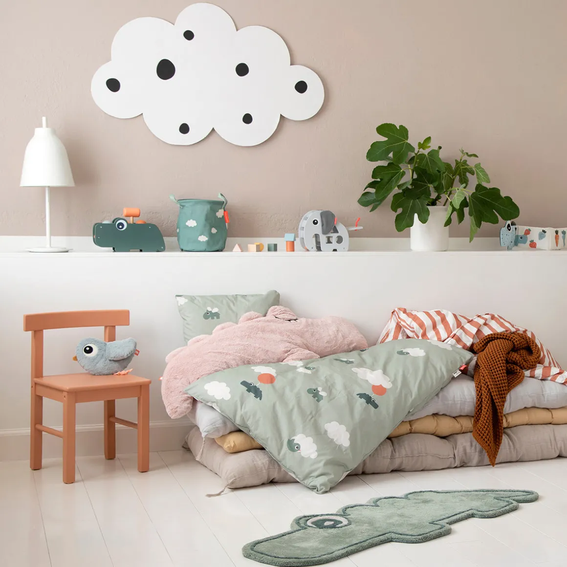 Bedlinen junior - Happy clouds - Green