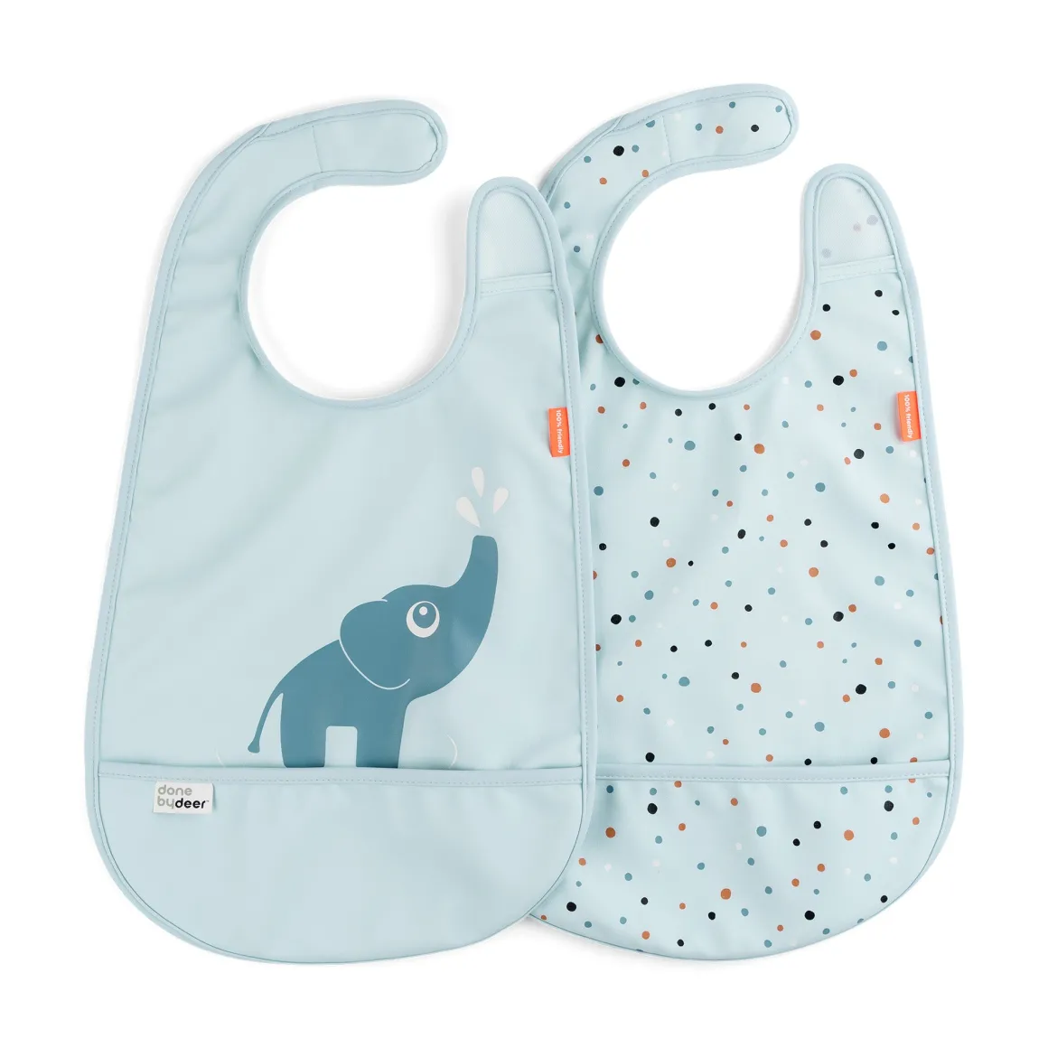 Bib with velcro 2-pack - Elphee - Blue