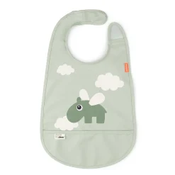 Bib w/velcro - Happy clouds - Green