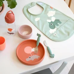Bib w/velcro - Happy clouds - Green