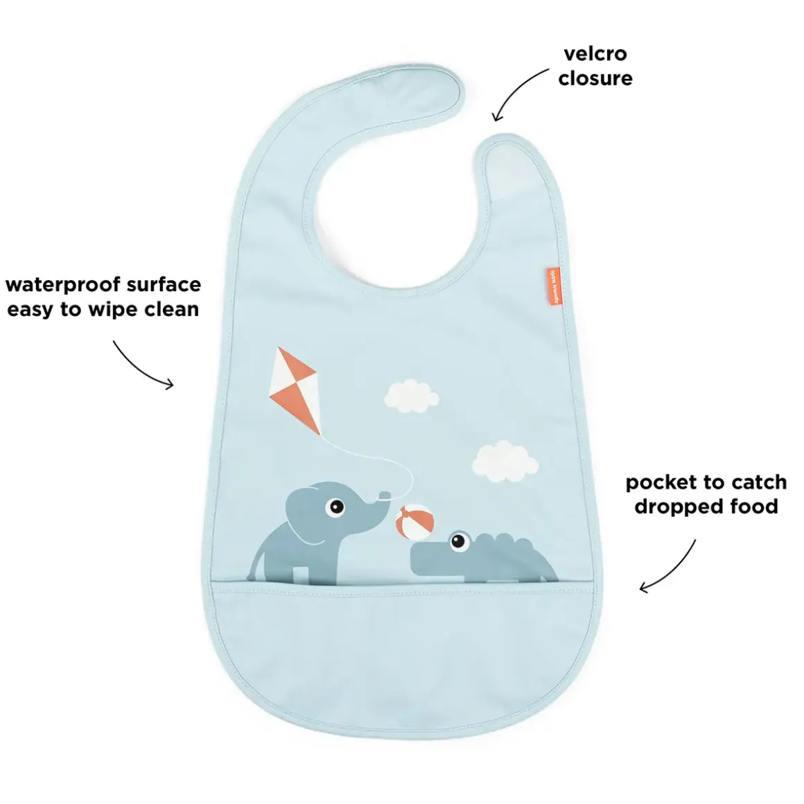 Bib w/velcro - Playground - Blue