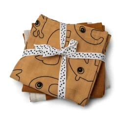 Burp cloth 3-pack - Deer friends - Mustard