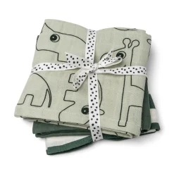 Burp cloth 3-pack - Deer friends - Green