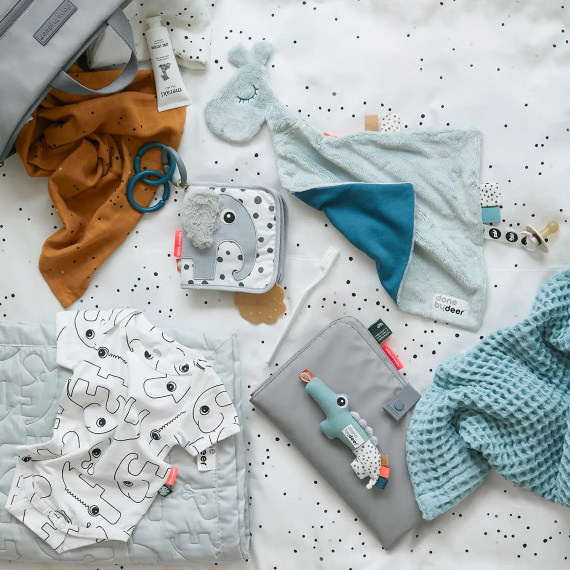Burp cloth 2-pack - Dreamy dots - Mustard