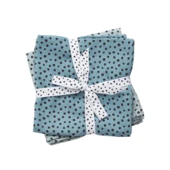 Burp cloth 2-pack - Happy dots - Blue
