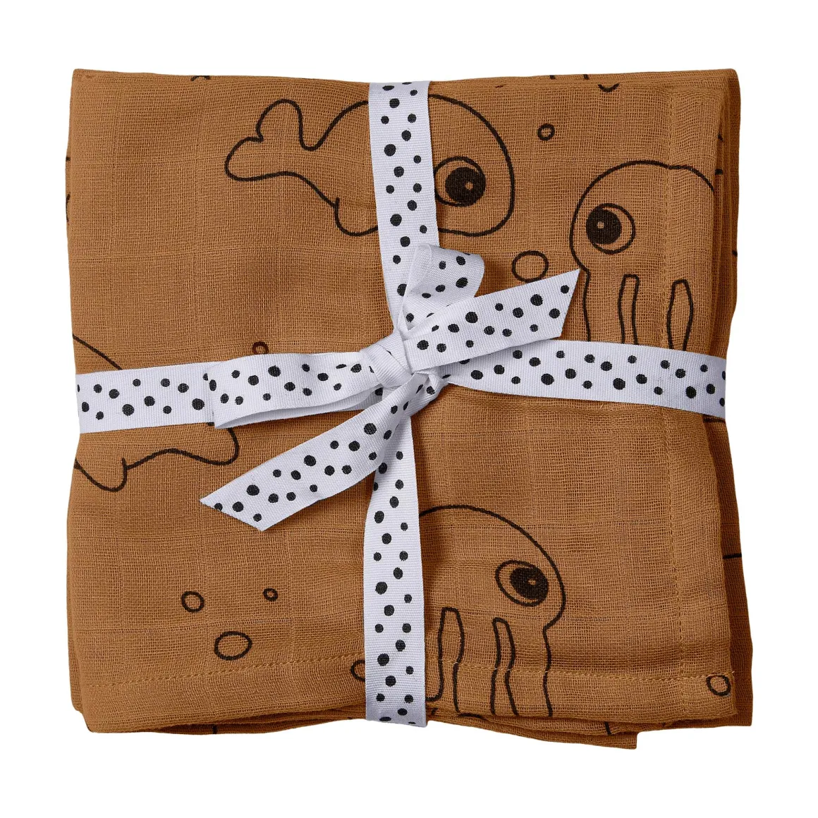 Burp cloth 2-pack - Sea friends - Mustard