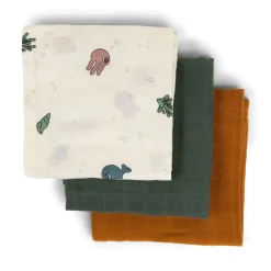 Burp cloth 3-pack - Sea friends - Colour mix