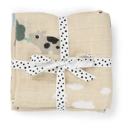 Burp cloth 2-pack - Tiny farm - Sand