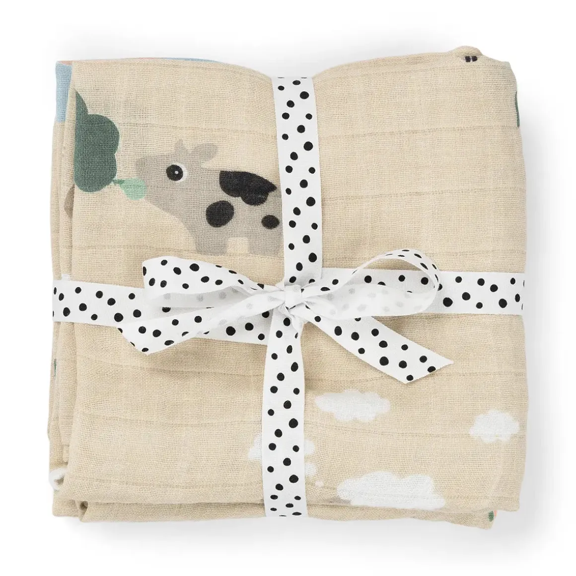 Burp cloth 2-pack - Tiny farm - Sand