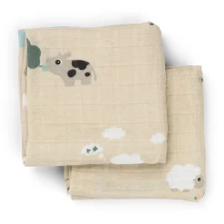 Burp cloth 2-pack - Tiny farm - Sand