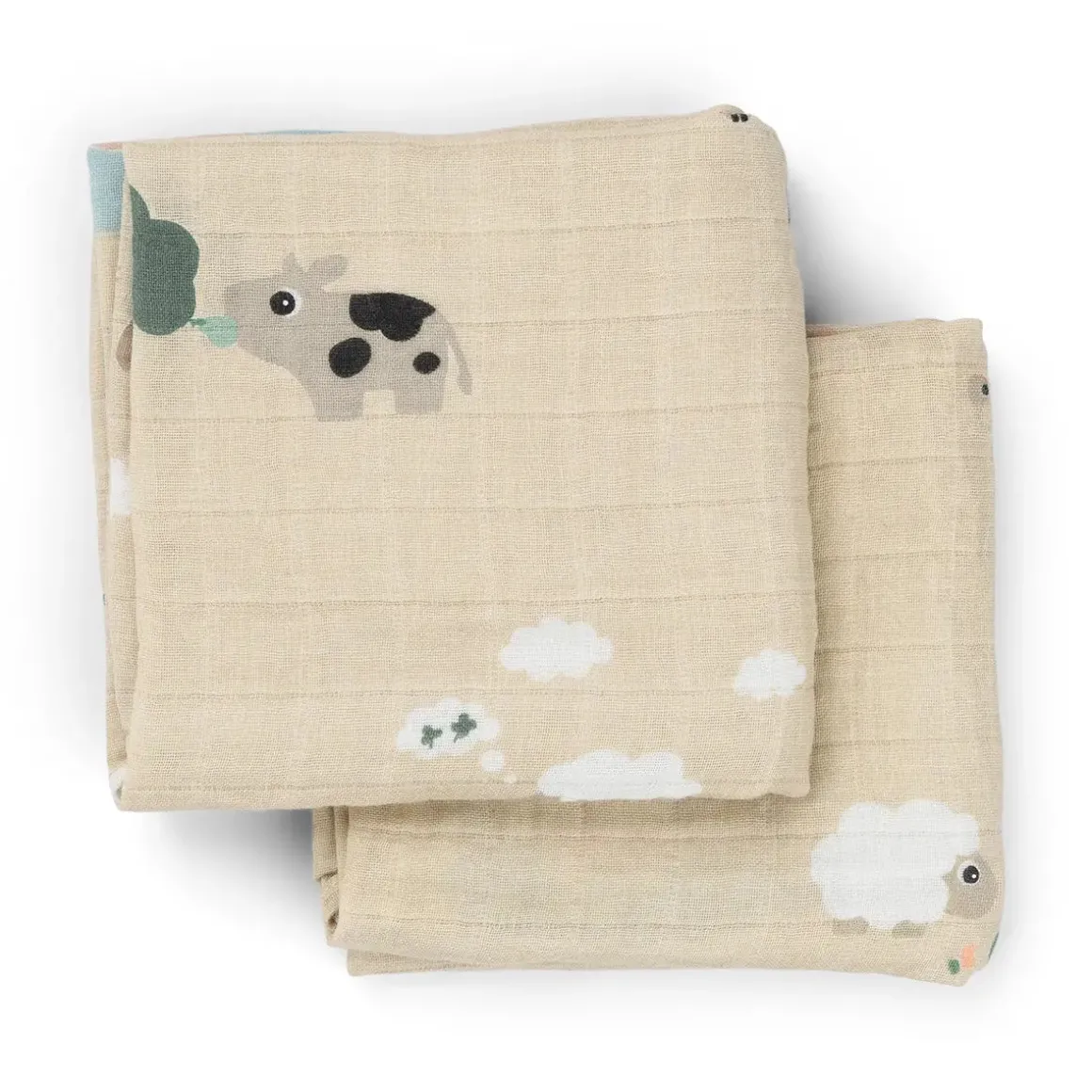 Burp cloth 2-pack - Tiny farm - Sand