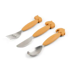 Easy-grip cutlery set - Deer friends - Mustard