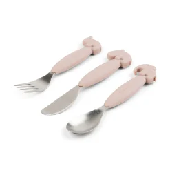 Easy-grip cutlery set - Deer friends - Powder