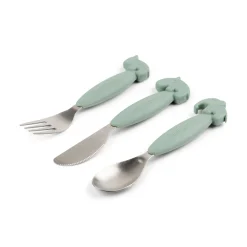 Easy-grip cutlery set - Deer friends - Green