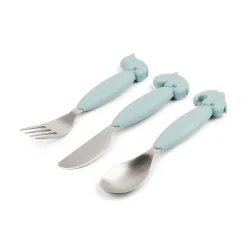 Easy-grip cutlery set - Deer friends - Blue