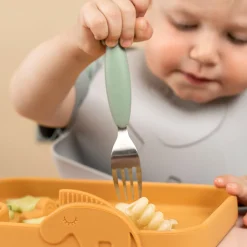 Easy-grip cutlery set - Deer friends - Green
