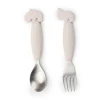 Easy-grip spoon and fork set - Deer friends - Sand