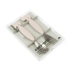 Easy-grip spoon and fork set - Deer friends - Sand