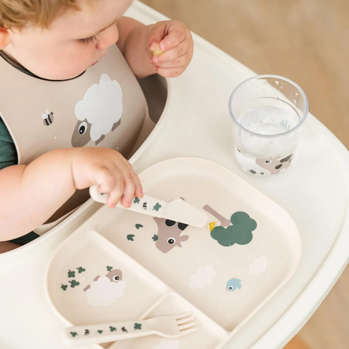 Foodie compartment plate - Tiny farm - Sand