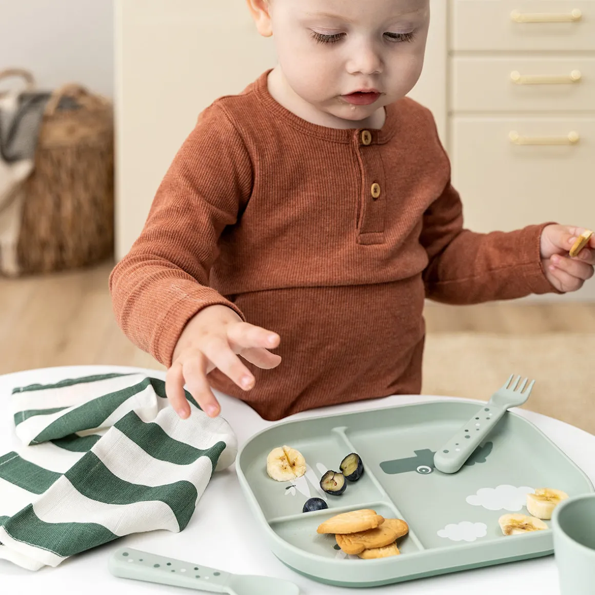 Foodie compartment plate - Croco - Green