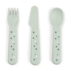 Foodie cutlery set - Happy dots - Green