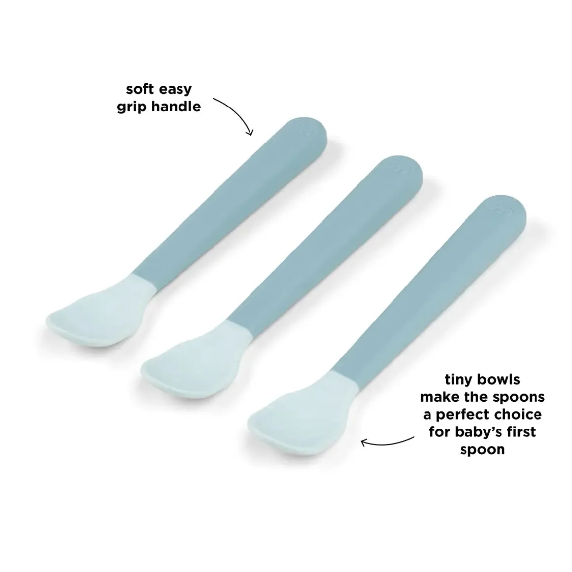 Foodie easy-grip baby spoon 3-pack - Blue