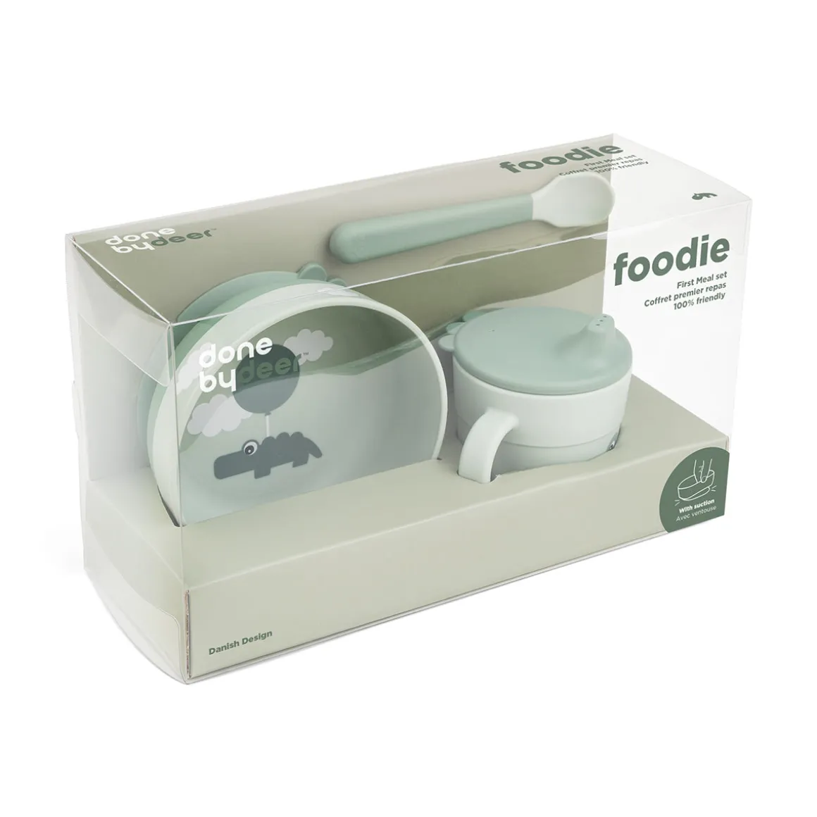 Foodie first meal set w/suction - Happy clouds - Green