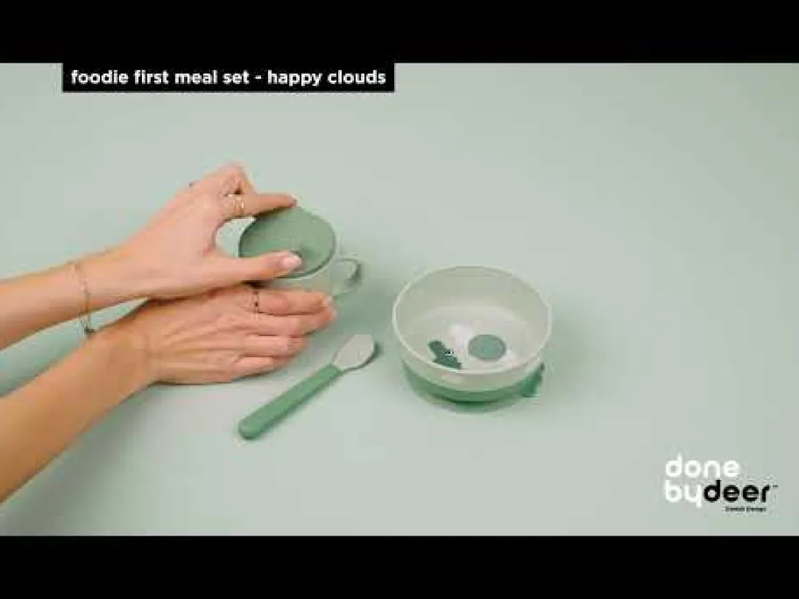 Foodie first meal set w/suction - Happy clouds - Green