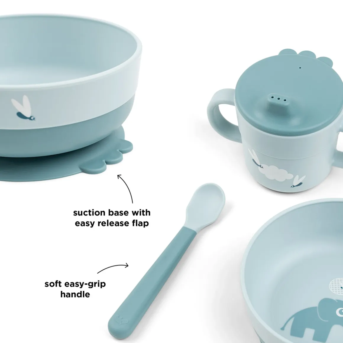 Foodie first meal set w/suction - Elphee - Blue
