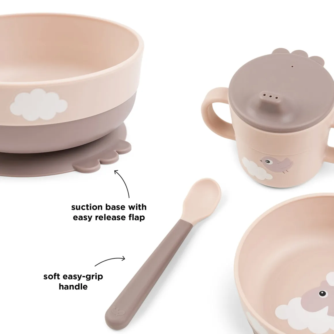 Foodie first meal set w/suction - Happy clouds - Powder