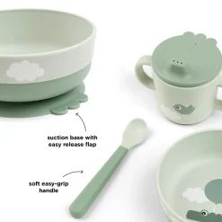 Foodie first meal set w/suction - Happy clouds - Green