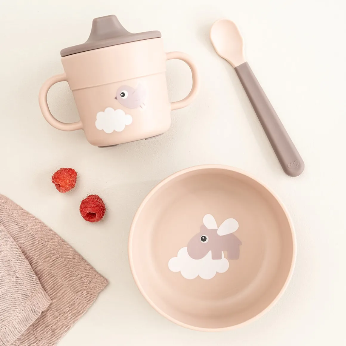 Foodie first meal set w/suction - Happy clouds - Powder