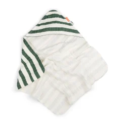 Hooded towel - Stripes - Green
