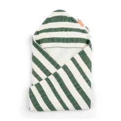 Hooded towel - Stripes - Green