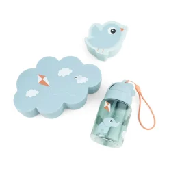 Lunch & snack box w/straw bottle - Playground - Blue