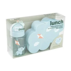 Lunch & snack box w/straw bottle - Playground - Blue