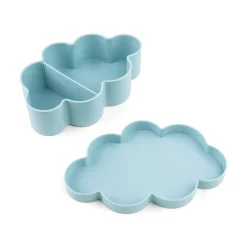Lunch & snack box w/straw bottle - Playground - Blue