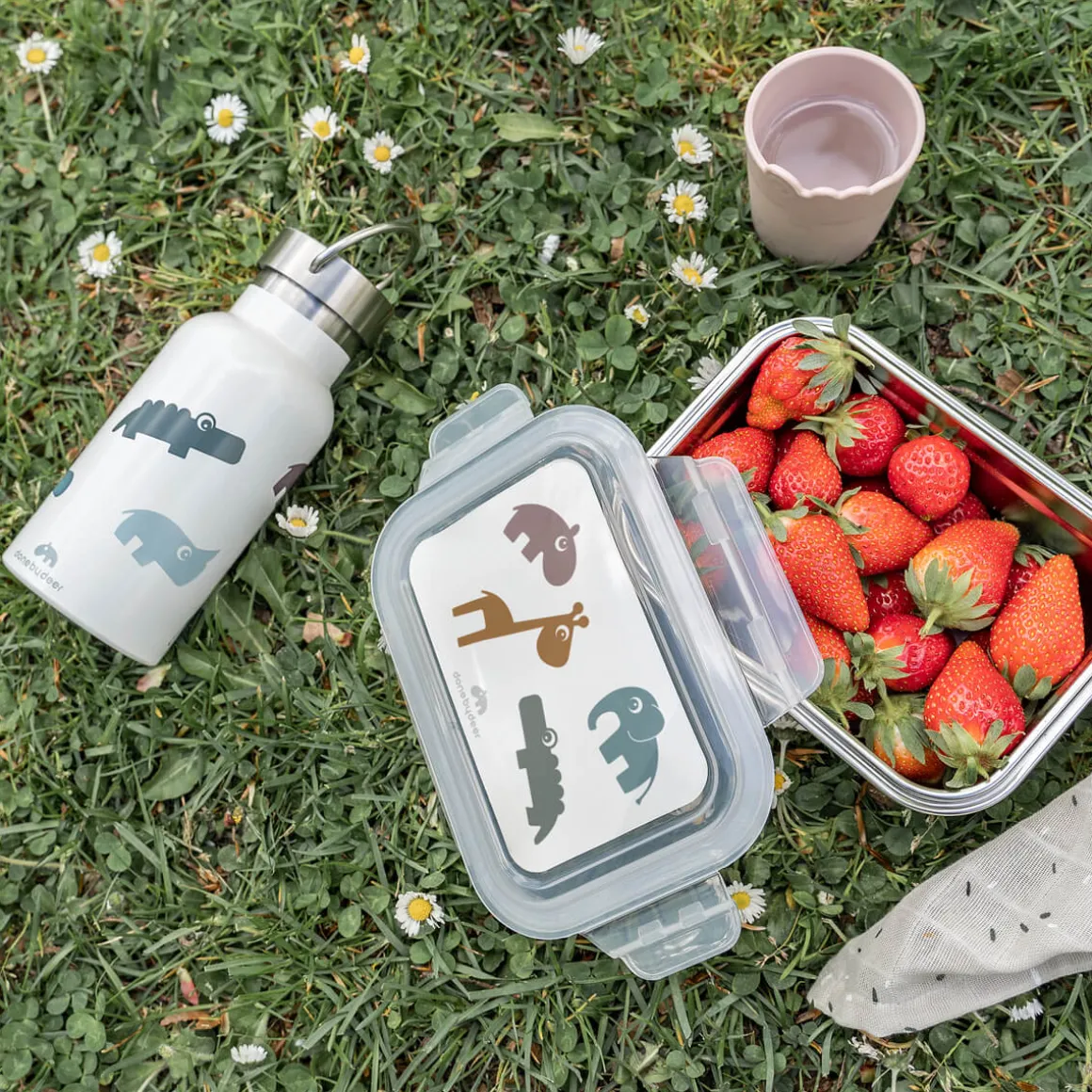 Metal lunch box - Deer friends - Mustard