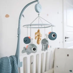 Musical mirror mobile - Sea friends - Blue