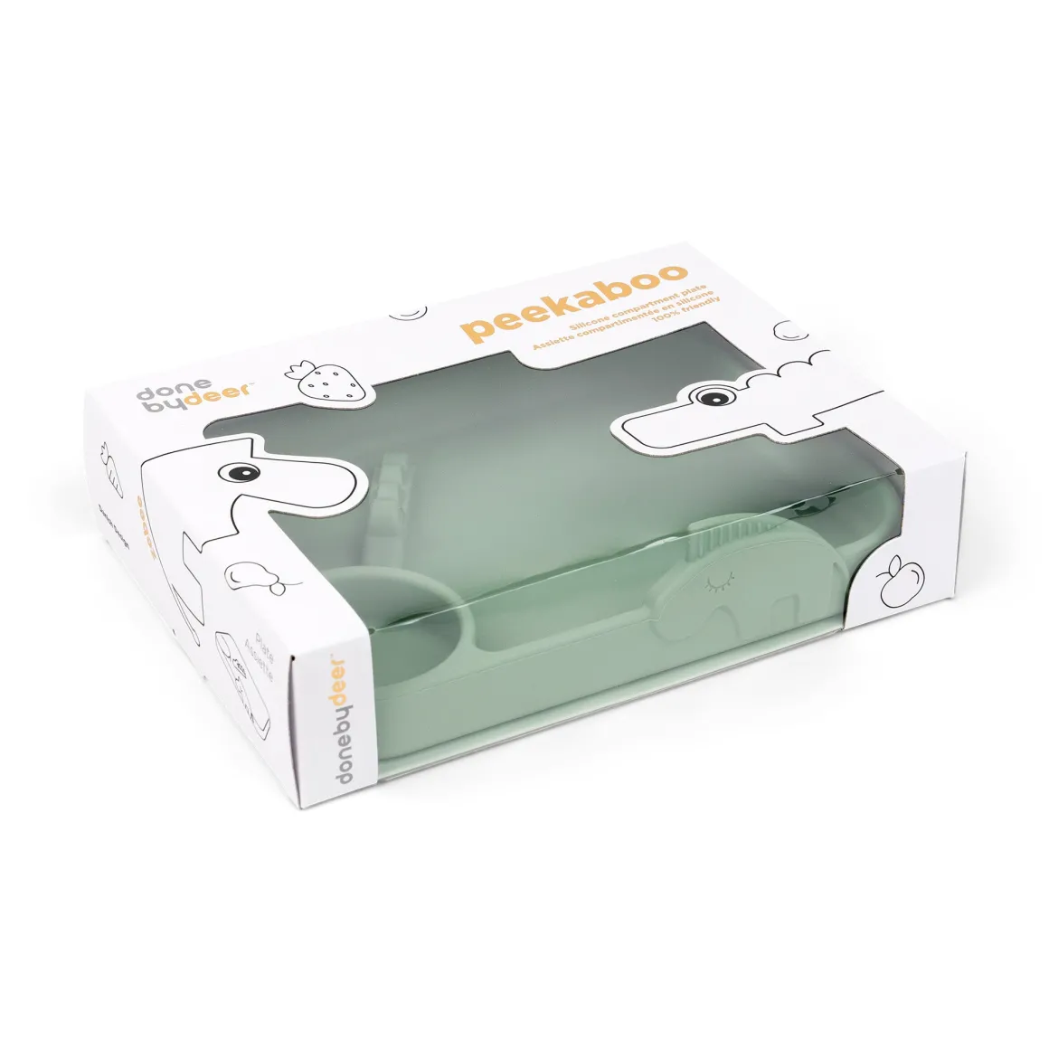 Peekaboo compartment plate - Deer friends - Green