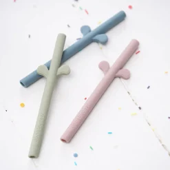 Peekaboo silicone straw 5-pack - Blue mix