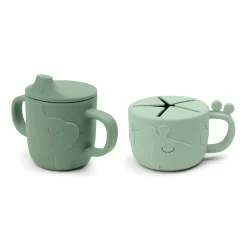 Peekaboo spout/snack cup set - Deer friends - Green
