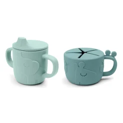 Peekaboo spout/snack cup set - Deer friends - Blue