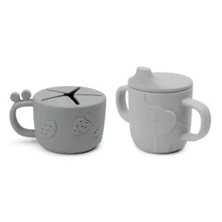 Peekaboo spout/snack cup set - Deer friends - Grey