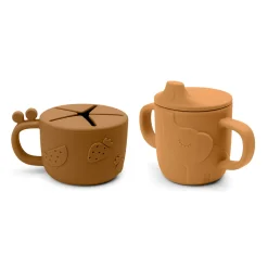Peekaboo spout/snack cup set - Deer friends - Mustard