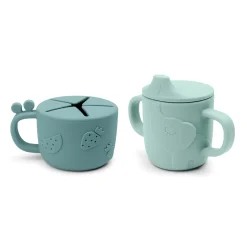 Peekaboo spout/snack cup set - Deer friends - Blue