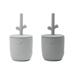 Peekaboo straw cup 2-pack - Wally - Grey