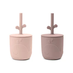 Peekaboo straw cup 2-pack - Wally - Powder