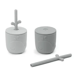Peekaboo straw cup 2-pack - Wally - Grey